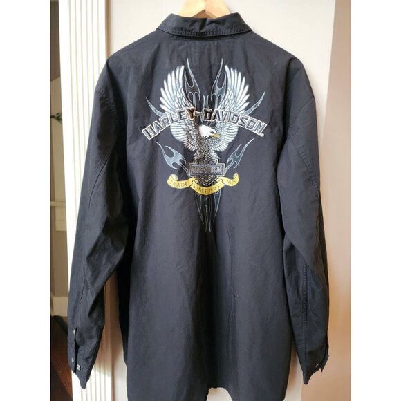 Harley Davidson Shirt Embroidered Long Sleeves Mens XLT Vintage Button Down - Picture 2 of 11